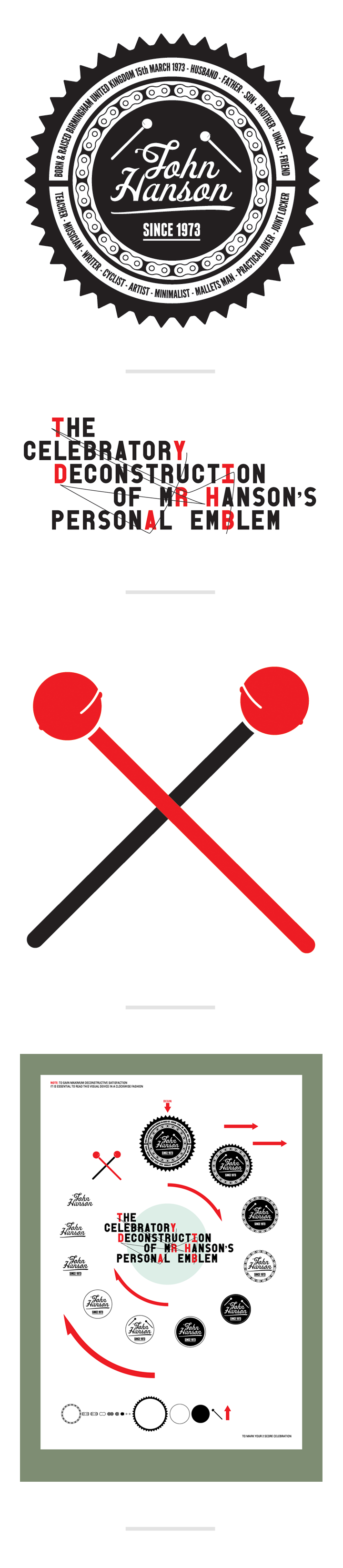 John Hanson's Celebratory Deconstruction (Personal Emblem) by Theory Unit Graphic Design, Yeovil